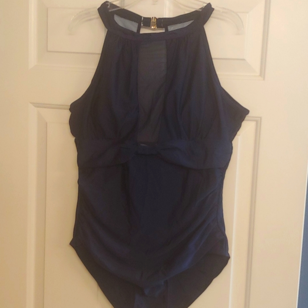 Navy blue one-piece swimsuit